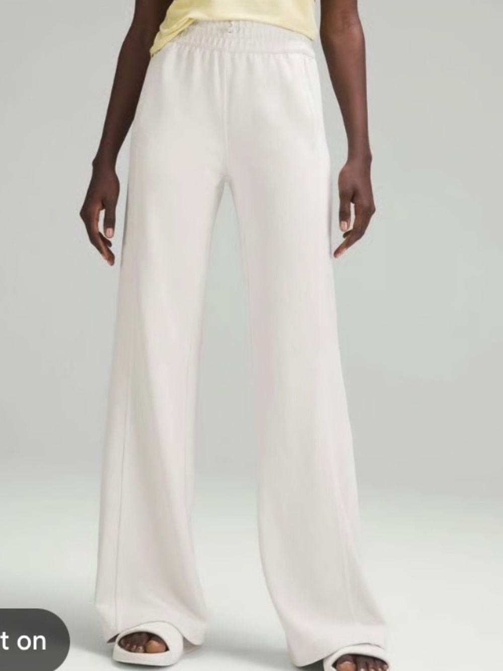Lululemon ribbed softstreme wide leg pants bone size 6
